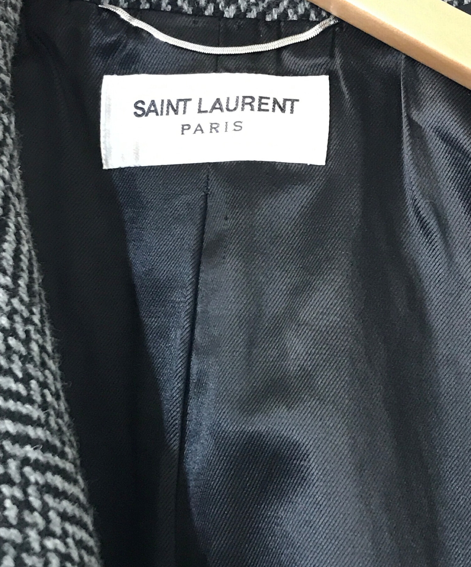 Saint Laurent Paris (サンローランパリ) ヘリンボーンコート グレー サイズ:46