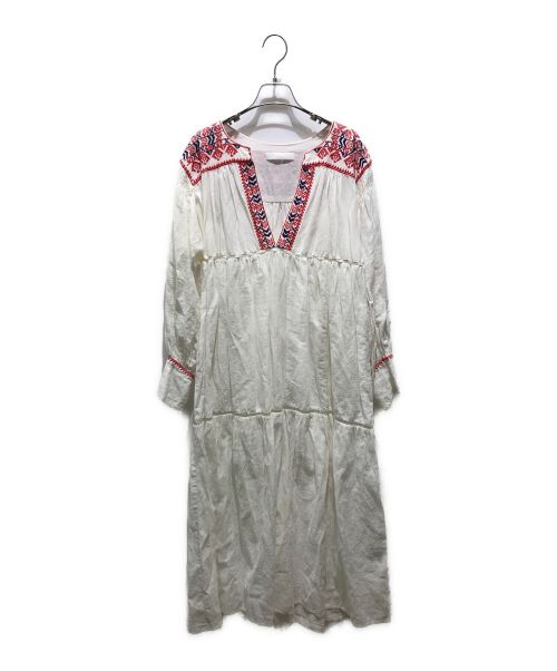 JEAN NERET（ジャン ヌレ）JEAN NERET (ジャン ヌレ) embroidery gathered dress/エンブロイダリーギャザードレス ホワイト サイズ:1の古着・服飾アイテム