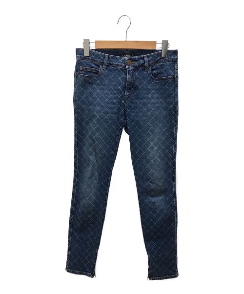 CHANEL（シャネル）CHANEL (シャネル) キルティングプリントデニムパンツ ブルー サイズ:38の古着・服飾アイテム