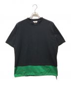 MARNIマルニ）の古着「クルーネック 切替 半袖 Tシャツ　HUMU0034QS S22763」｜ブラック×グリーン