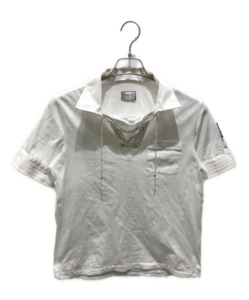 MONCLER（モンクレール）MONCLER (モンクレール) レースアップポロシャツ ホワイト サイズ:Sの古着・服飾アイテム