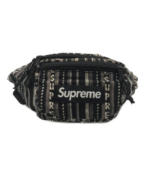 SUPREME（シュプリーム）SUPREME (シュプリーム) Woven Stripe Waist Bag ブラック×グレーの古着・服飾アイテム