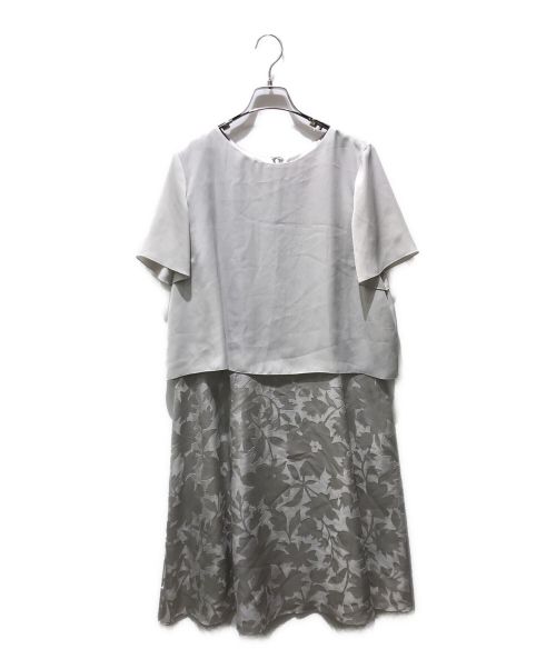 自由区（ジユウク）自由区 (ジユウク) フラワーオパール ワンピース グレー サイズ:44の古着・服飾アイテム