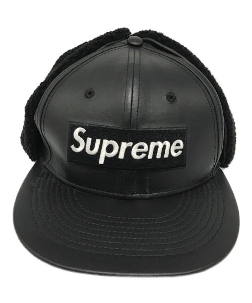 SUPREME（シュプリーム）SUPREME (シュプリーム) Leather Earflap Box Logo New Era ブラックの古着・服飾アイテム