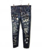 DSQUARED2ディースクエアード）の古着「Dark Graffiti Wash Skater Jeans S74LB1099」｜インディゴ