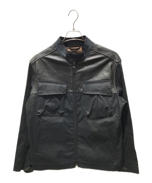 dunhill（ダンヒル）dunhill (ダンヒル) レザー切替ライダースジャケット ブラック サイズ:Mの古着・服飾アイテム