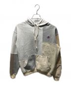 KITH×RUSSELL ATHLETICキス×ラッセルアスレチック）の古着「Patch Work Hoodie One of One」｜ホワイト×ベージュ×グレー