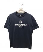 stussyステューシー）の古着「ロゴプリントTシャツ　CUSTOMADE USA製」｜ネイビー