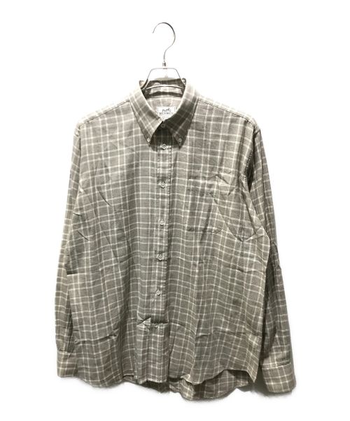 HERMES（エルメス）HERMES (エルメス) セリエボタンチェックシャツ グレー×ブラウン サイズ:41の古着・服飾アイテム