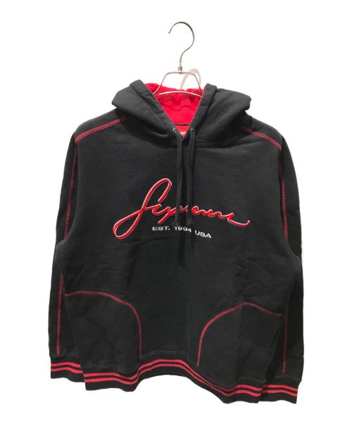 SUPREME（シュプリーム）SUPREME (シュプリーム) Contrast embroidered hooded sweatshirt　19SS ブラック サイズ:Ⅼの古着・服飾アイテム