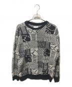 GR-Uniformaジーアール ユニフォーマ）の古着「Knit Patchwork Sweater　GR01-N002」｜ブラック