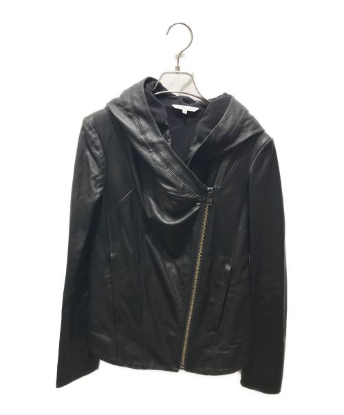 HELMUT LANG（ヘルムートラング）HELMUT LANG (ヘルムートラング) レザーフーデットジャケット ブラック サイズ:Mの古着・服飾アイテム