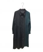 UNITED TOKYOユナイテッドトーキョー）の古着「ブロッキングラインプリーツワンピース」｜グリーン×ブラック