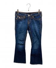 TRUE RELIGION (トゥルー レリジョン) ステッチベルボトムデニムパンツ ブルー サイズ:27