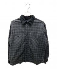 COMME des GARCONS HOMME (コムデギャルソン オム) 切替チェックシャツ ブラック サイズ:S