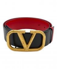 VALENTINO (ヴァレンティノ) ロゴバックルレザーベルト ブラック