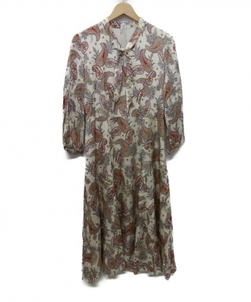 中古 古着通販 Anayi アナイ ペイズリープリントボウタイワンピース ベージュ ピンク サイズ 38 未使用品 19aw ブランド 古着通販 トレファク公式 Trefac Fashion