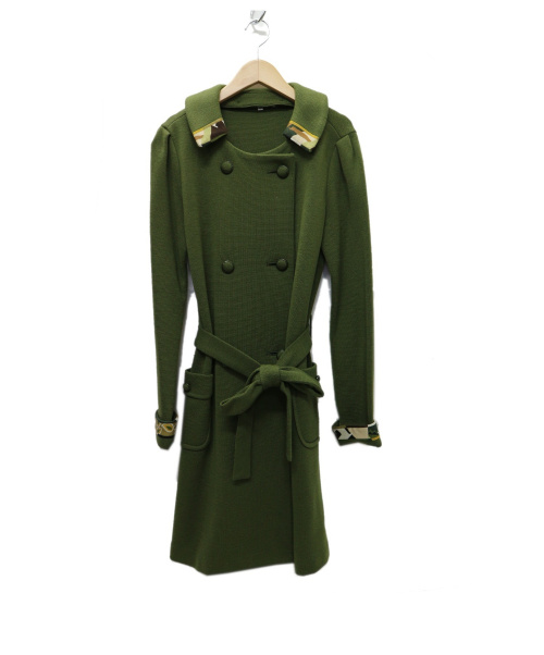 中古 古着通販 Leonard Sport レオナールスポーツ ダブルウールコート ニットトレンチコート オリーブ サイズ 40 ブランド 古着通販 トレファク公式 Trefac Fashion