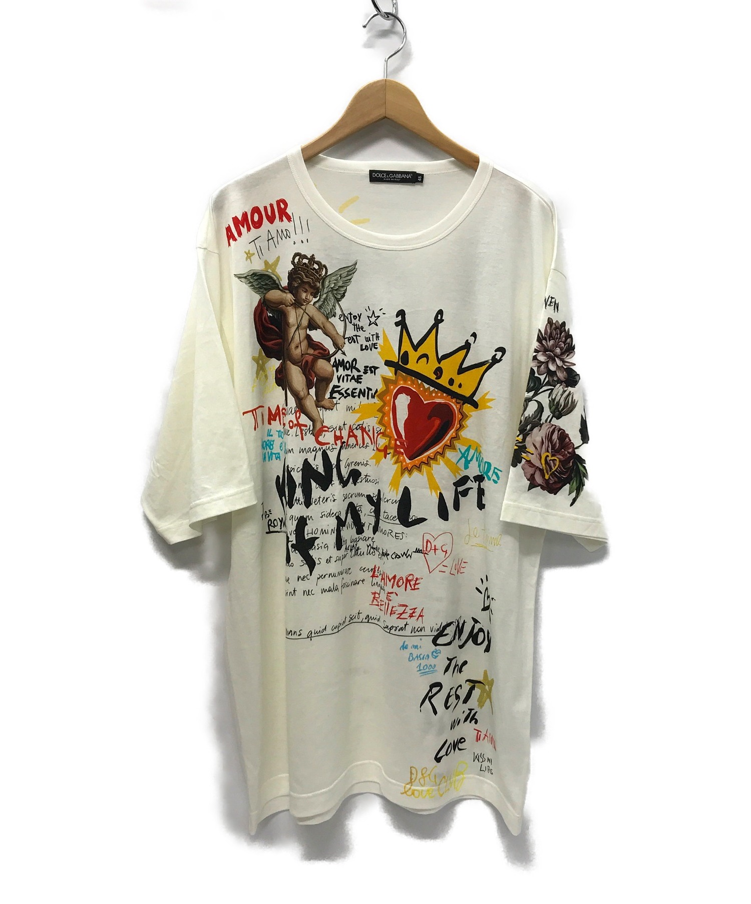 DOLCE & GABBANA (ドルチェ＆ガッバーナ) KING OF MY LIFE T-SHIRT Tシャツ ホワイト サイズ: 48  G8JE5T FH705
