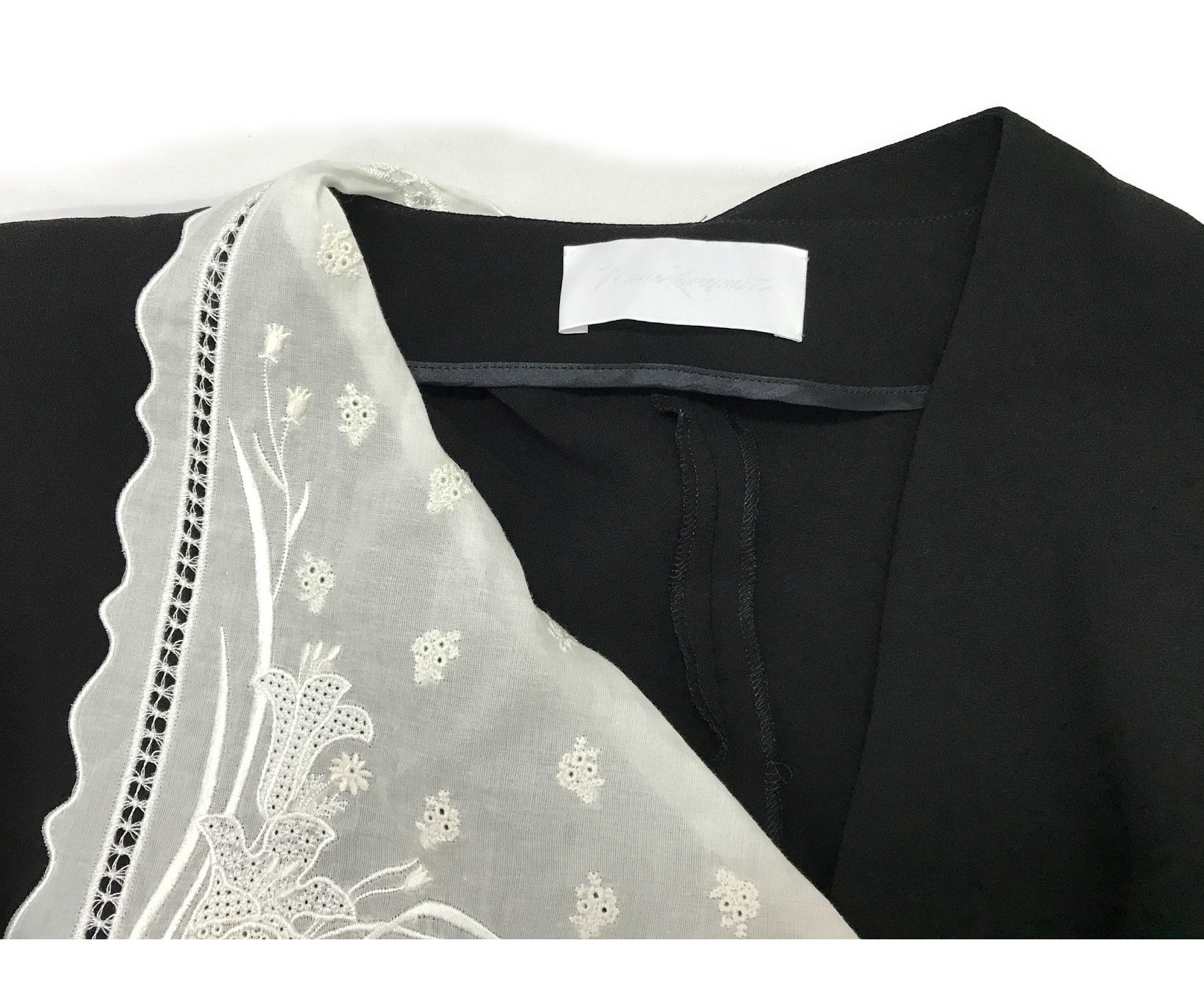 Mame Kurogouchi (マメ クロゴウチ) 21SS レースフラップカラークラシックドレス ワンピース ブラック サイズ:2 21SS完売  MM21SS-DR042 Lace Flap Collar Classic Dress