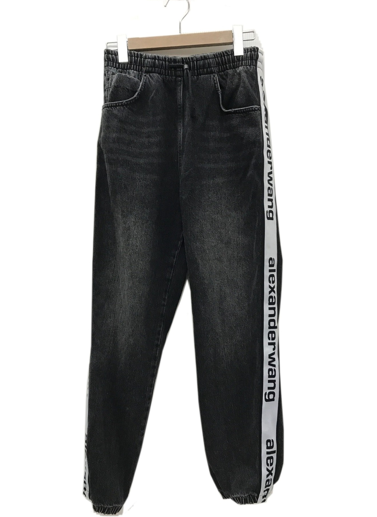 ALEXANDER WANG (アレキサンダーワン) Logo jogger pants テープロゴデニムパンツ ブラック サイズ:S
