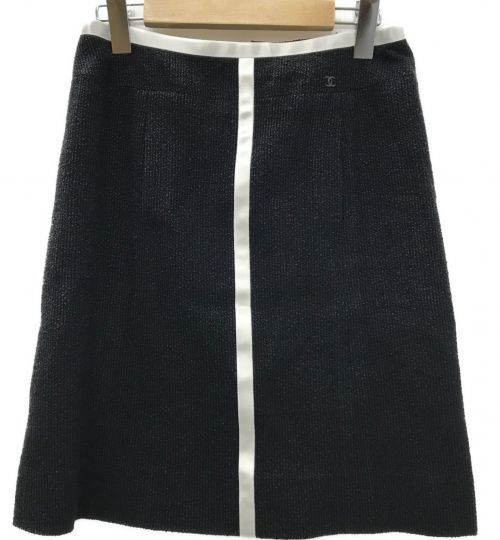 CHANEL（シャネル）CHANEL (シャネル) ココマーク シルクテープスカート チャコールグレー サイズ:36の古着・服飾アイテム