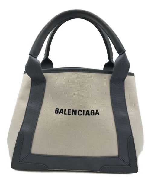 BALENCIAGA（バレンシアガ）BALENCIAGA (バレンシアガ) ネイビーカバS/トートバッグ ナチュラル×グレーの古着・服飾アイテム