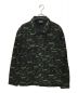 PLEASURES（プレジャーズ）の古着「ロゴプリントデニムジャケット」｜ブラック×グリーン