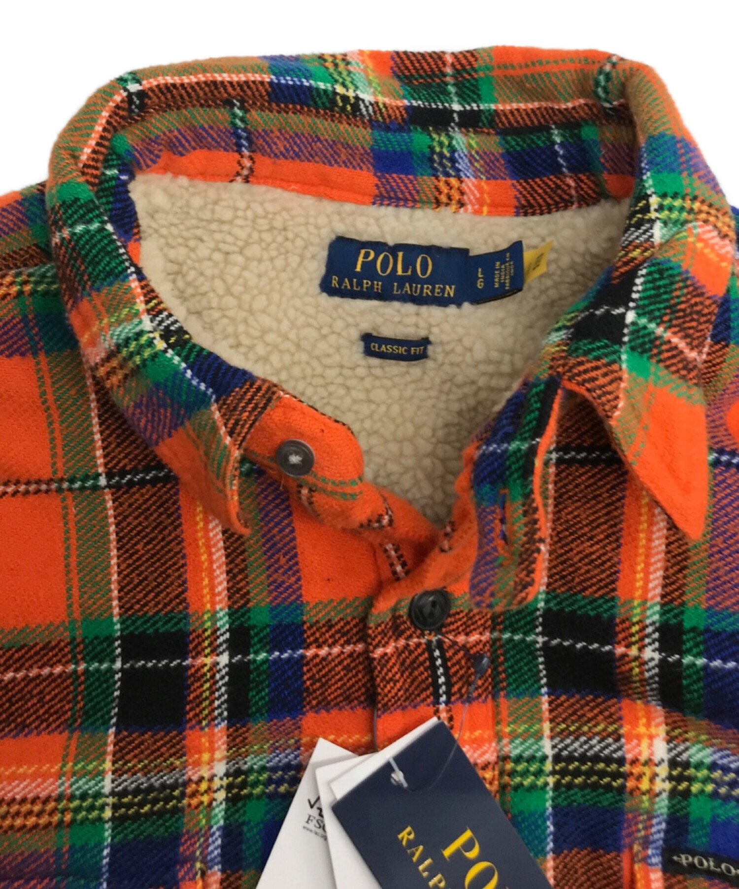 POLO RALPH LAUREN (ポロ・ラルフローレン) ブロックチェック シャツジャケット オレンジ サイズ:L 未使用品