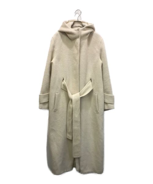 icB（アイシービー）icB (アイシービー) アルパカシャギーフーデッドコート ホワイトの古着・服飾アイテム
