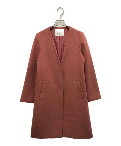ANAYI（アナイ）ANAYI (アナイ) ノーカラーウールコート ピンク サイズ:36の古着・服飾アイテム