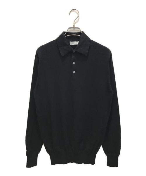 Cruciani（クルチアーニ）Cruciani (クルチアーニ) L/Sニットポロシャツ ブラック サイズ:48の古着・服飾アイテム
