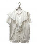 CADUNEカデュネ）の古着「フリルバンドカラーシャツ」｜ホワイト