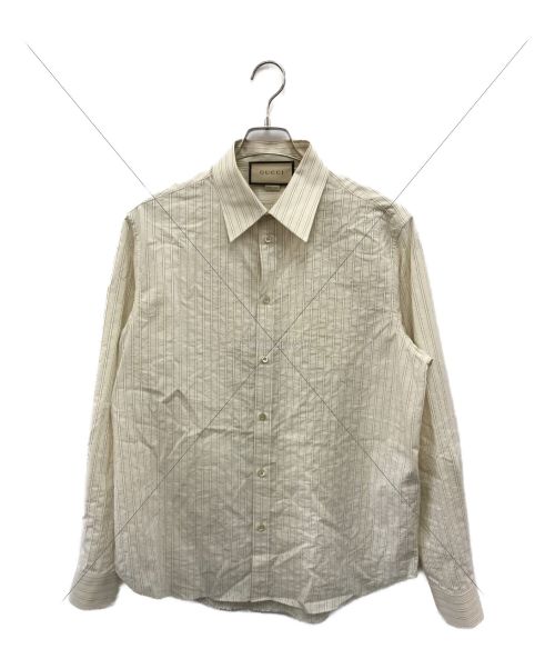 GUCCI（グッチ）GUCCI (グッチ) Washed Striped long-sleeve Shirt ベージュ サイズ:SIZE 40の古着・服飾アイテム