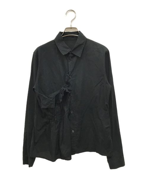 yohji yamamoto+noir（ヨウジヤマモトプリュスノアール）yohji yamamoto+noir (ヨウジヤマモトプリュスノアール) プリーツデザインシャツ ブラック サイズ:1の古着・服飾アイテム