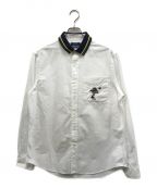 POLO RALPH LAURENポロ・ラルフローレン）の古着「ポロベア刺繍 襟切替コットンシャツ」｜ホワイト