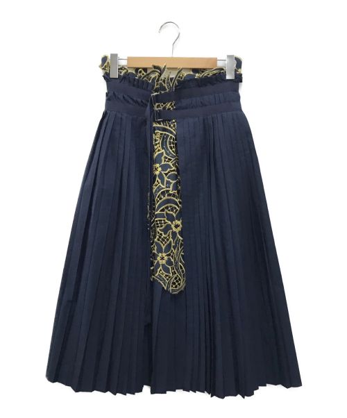 sacai（サカイ）sacai (サカイ) 花柄プリーツスカート ネイビー サイズ:1の古着・服飾アイテム