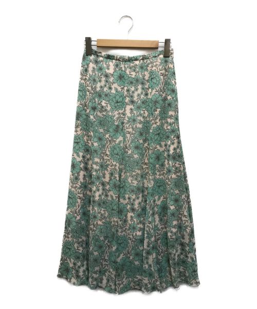 ANAYI（アナイ）ANAYI (アナイ) ボタニカルシフォンプリント フレアスカート ベージュ×グリーン サイズ:38の古着・服飾アイテム