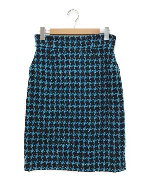 CHANEL（シャネル）CHANEL (シャネル) ツイードスカート ブラック×ブルー サイズ:42の古着・服飾アイテム