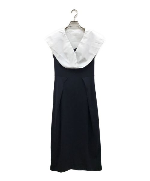 AUGUST VIA COSTES（オーガスト）AUGUST VIA COSTES (オーガスト) white collar tulip dress ネイビー サイズ:38の古着・服飾アイテム