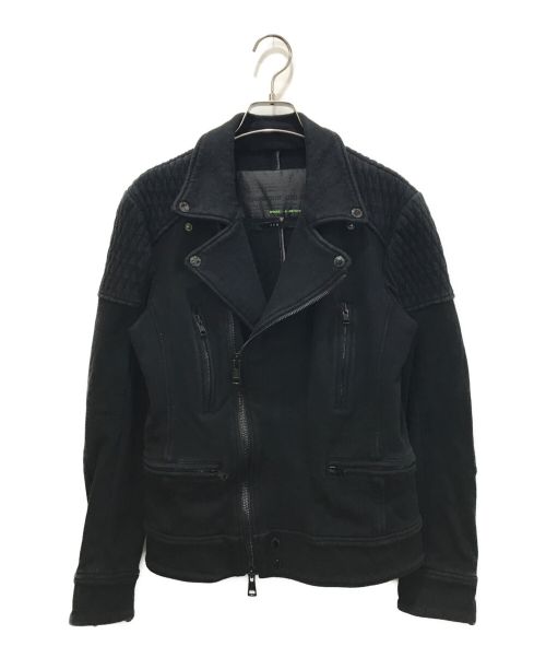 AKM（エーケーエム）AKM (エーケーエム) BROWN BUNNY (ブラウンバニ) スウェットライダースジャケット ブラック サイズ:Lの古着・服飾アイテム