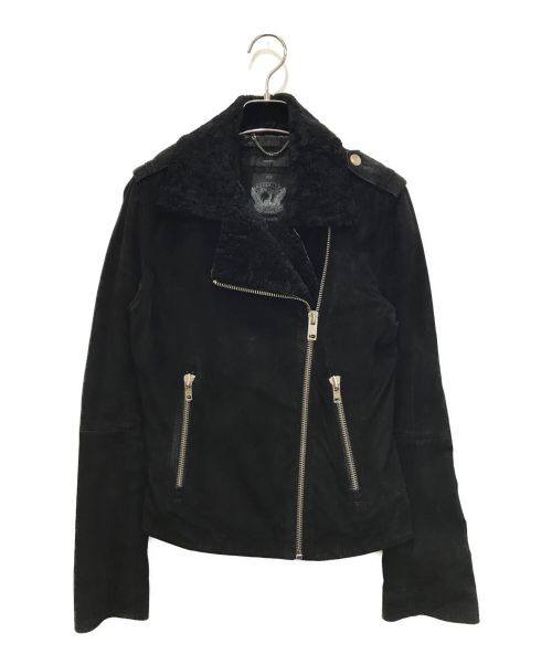 DIESEL（ディーゼル）DIESEL (ディーゼル) ラムレザースウェードライダースジャケット ブラック サイズ:Sの古着・服飾アイテム