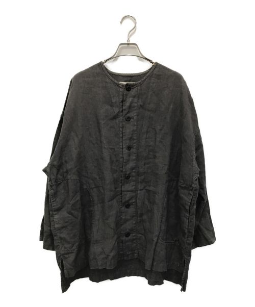 nest Robe（ネストローブ）nest Robe (ネストローブ) リネンノーカラージャケット グレー サイズ:FREEの古着・服飾アイテム
