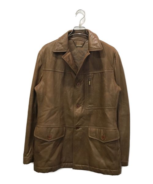 LOEWE（ロエベ）LOEWE (ロエベ) ラムレザージャケット ブラウン サイズ:48の古着・服飾アイテム