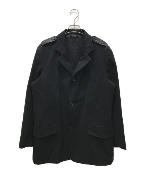HERMES（エルメス）HERMES (エルメス) レザーエポレットコットンウールコート ブラック サイズ:50の古着・服飾アイテム