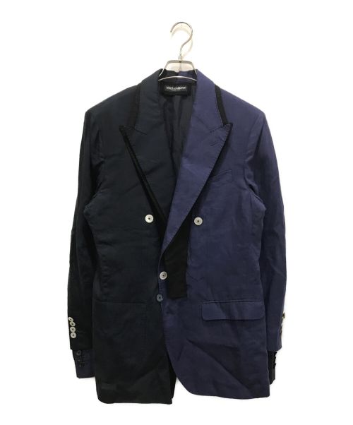DOLCE & GABBANA（ドルチェ＆ガッバーナ）DOLCE & GABBANA (ドルチェ＆ガッバーナ) デザインテーラードジャケット ネイビー×ブラック サイズ:50の古着・服飾アイテム