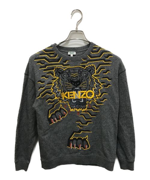 KENZO（ケンゾー）KENZO (ケンゾー) Geo Tiger Sweat/ジオ タイガー クルーネックスウェット グレー サイズ:Mの古着・服飾アイテム