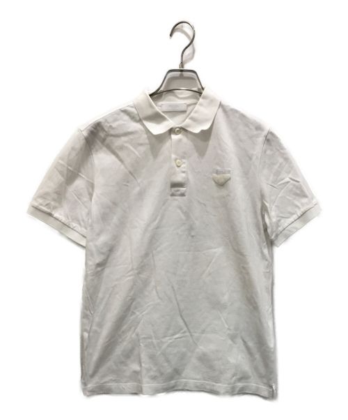 PRADA（プラダ）PRADA (プラダ) PIQUET ピケ エンブレム ポロシャツ ホワイト サイズ:Sの古着・服飾アイテム