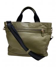COACH (コーチ) スムース レザー ユーティリティー トート バッグ オリーブ