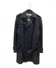 BURBERRY BLACK LABEL (バーバリーブラックレーベル) カシミヤ混ウールノバチェックトレンチコート ブラック サイズ:L